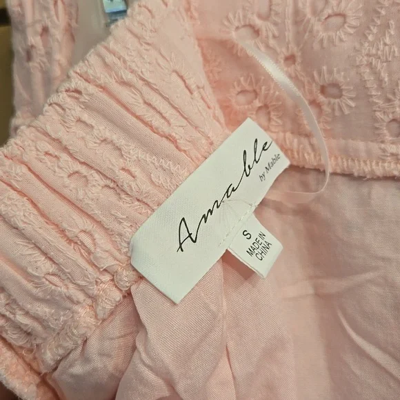 Amabelle By Mabel Eyelet Lace Puff Sleeve Crop Top & Skirt Set Size Small - Picture 12 of 12